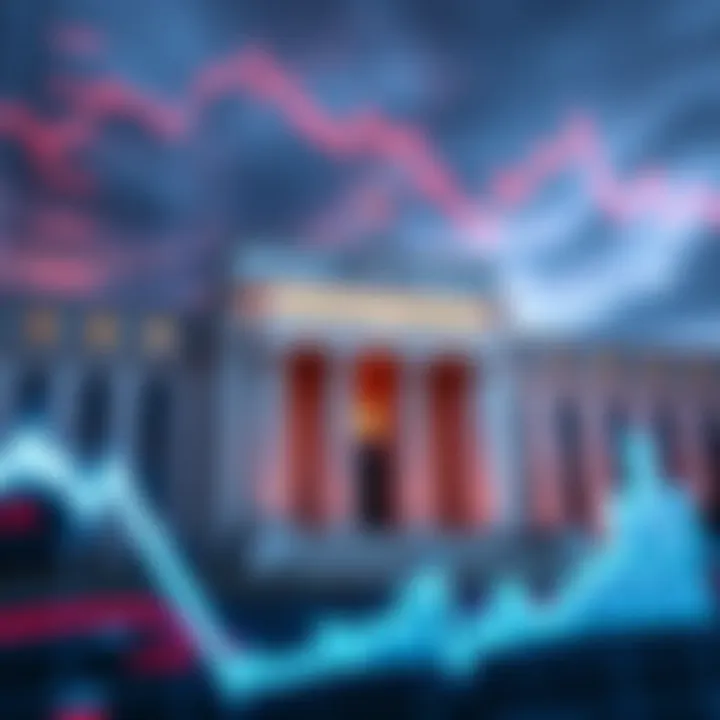 The Federal Reserve building with financial charts and graphs in the foreground, symbolizing liquidity in the market