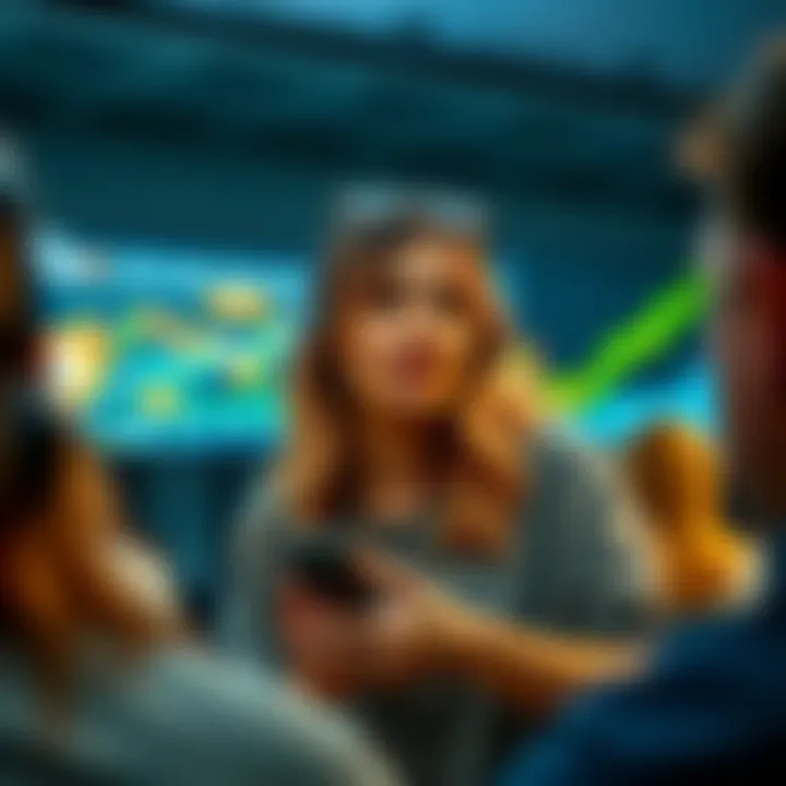 A female Bitcoin influencer speaking on a livestream, with charts showing Bitcoin trends in the background.