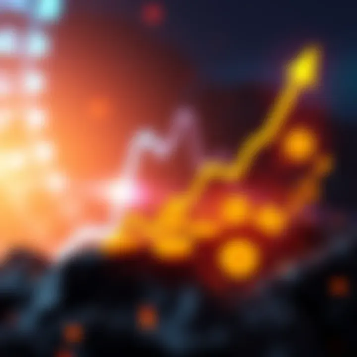 A graphic showing a rising graph with Bitcoin icons, symbolizing the potential surge of Fetch in the market.