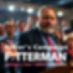 John Fetterman speaking at a campaign event, with concerned Democratic supporters in the background.