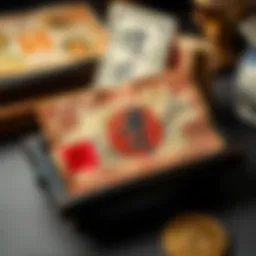 A rare collection of Feudal Japan's hansatsu and a Meiji-era gold note displayed together, showcasing historical scrip money and merchant notes.