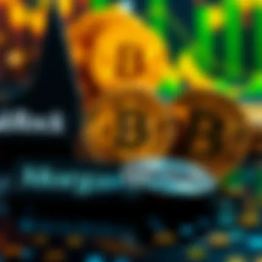 BlackRock, Goldman Sachs, and Morgan Stanley logos with Bitcoin symbols in the background