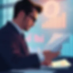 Financial Regulation Updates An illustration showing a business person reviewing financial documents with graphs and charts in the background, symbolizing changes in financial regulations for 2026.