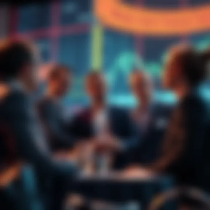 A group of financial experts discussing strategies for adapting to cross-chain markets and digital finance.