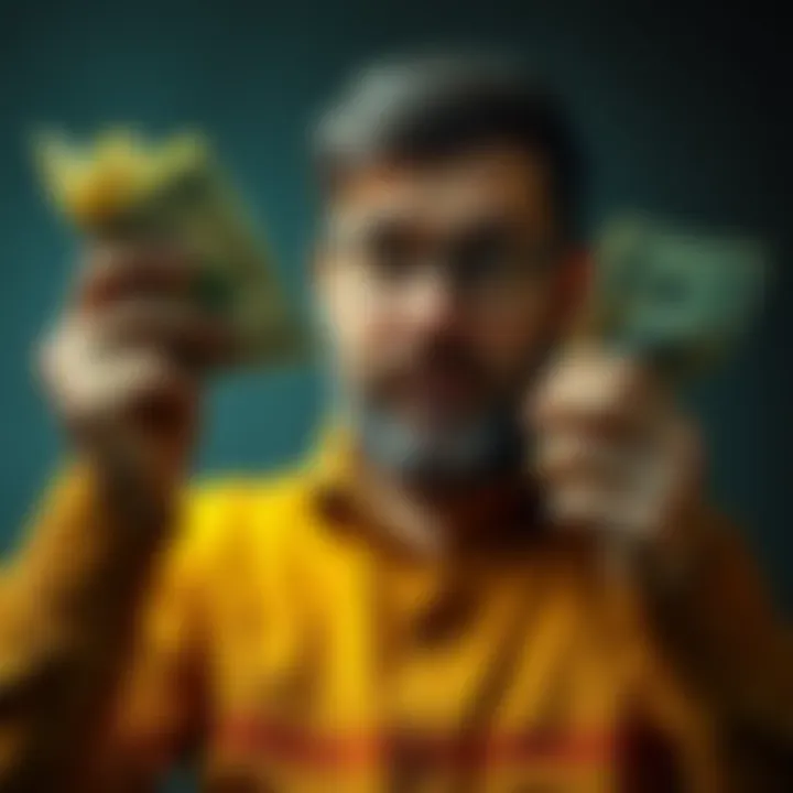 A worried person holding bills and looking stressed, representing ongoing financial challenges.
