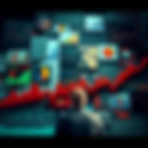 A collage of historical financial charts and products that ended in failure, highlighting the evolution of investment trends, including cryptocurrencies.