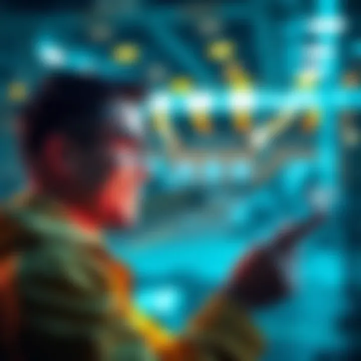 A person looking at a smartphone app showing diamonds nearby their workplace, with excitement on their face.