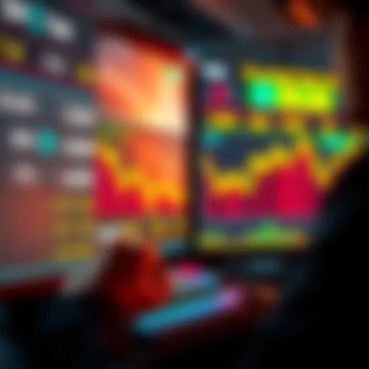 A person looking at a computer screen displaying fluctuating yield rates and investment options