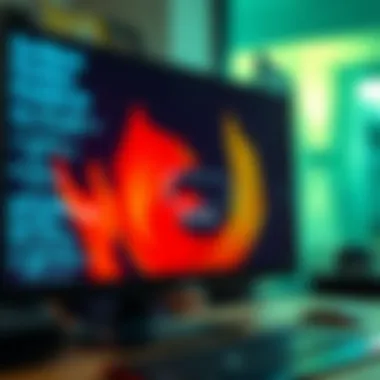 A computer screen showing the Firefox loading icon while trying to sign in, with a frustrated user in the background