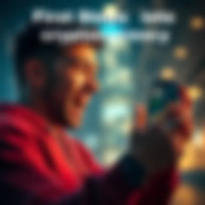 Person excitedly looking at a smartphone showing cryptocurrency prices