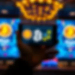 A person celebrating their first Bitcoin purchase, holding a digital wallet with Bitcoin symbols on a screen.