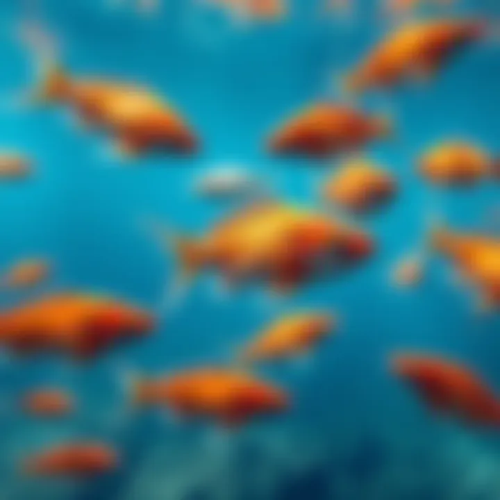 A vibrant scene of fish swimming in clear blue water, symbolizing fortune and inspiration.