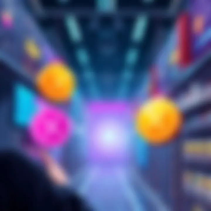 An illustration showing Flare tokens being exchanged for XRP in a digital marketplace, symbolizing investment decisions.