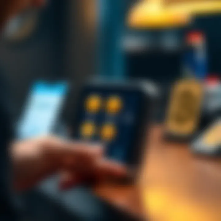 A modified Flex device displaying different moods while making a cryptocurrency transaction