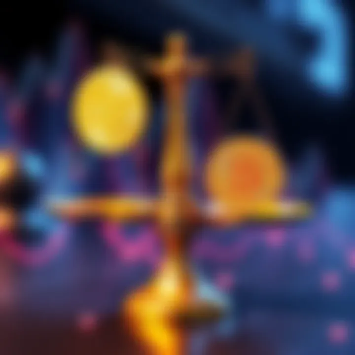 Illustration showing a balance scale with Flexa on one side and the Clarity Act on the other, symbolizing the impact of legislation on cryptocurrency growth.