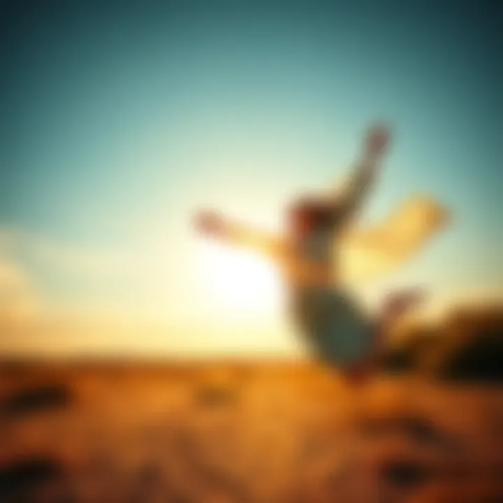 A person joyfully embracing spontaneous moments in a bright, open environment, radiating positivity and enthusiasm.