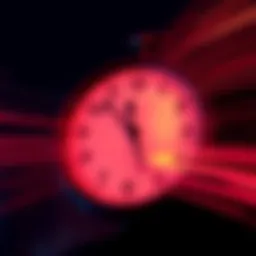 A clock with blurred hands representing the distortion of time perception.