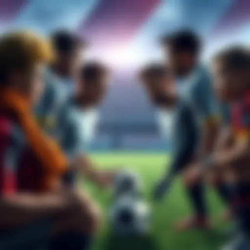 Characters discussing picks for goalkeepers and defenders in a football lineup