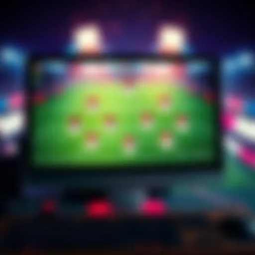 A close-up of a computer screen displaying a Sorare football lineup with player cards arranged on it.