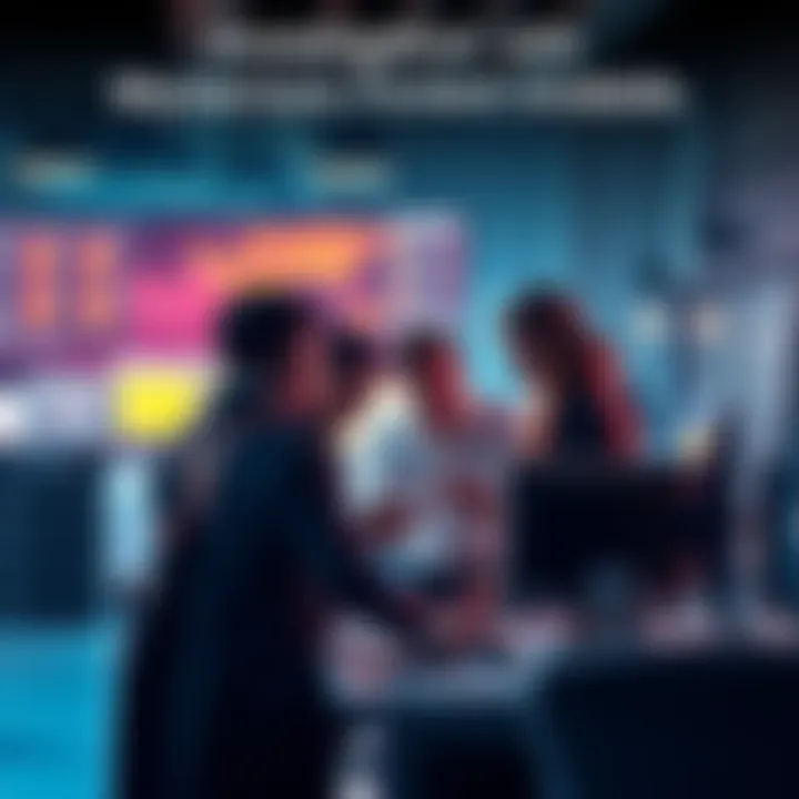 Group of people discussing around a computer, analyzing a forum incident