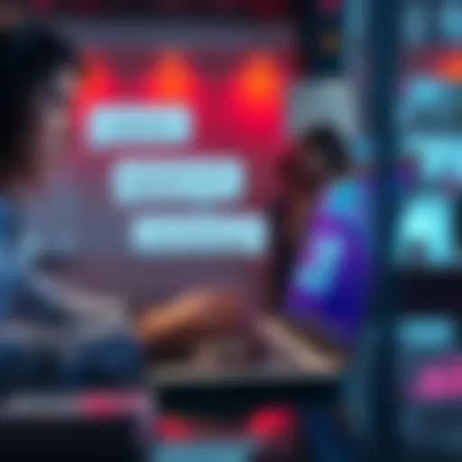 A forum participant typing on a laptop, asking for confirmation about acquiring another LPU, surrounded by chat bubbles representing community responses.