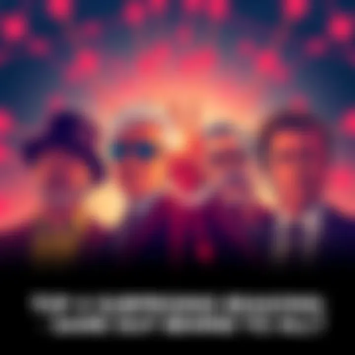 Illustration showing four well-known individuals with connecting lines, suggesting a hidden link between them.