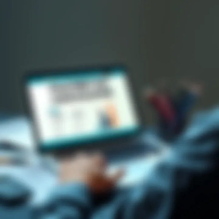 A person using a laptop with a free tax calculator website open on the screen, surrounded by tax documents and a calculator.