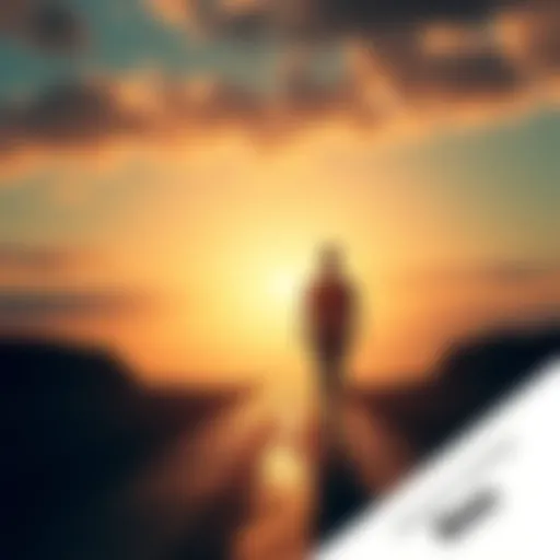 A person standing at a crossroads, looking toward a bright horizon, symbolizing new beginnings and opportunities.