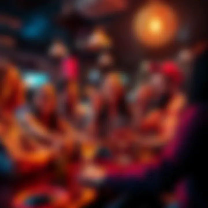 Group enjoying drinks and discussing Bitcoin A group of friends at a bar cheerfully talking about stacking Bitcoin, with drinks in hand and a lively atmosphere.