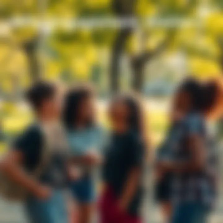 Friends laughing together A group of friends sharing a laugh during a casual conversation in a park, highlighting the importance of quick connections.
