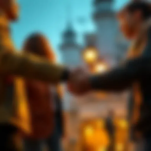 Two friends reconciling with a handshake after a misunderstanding