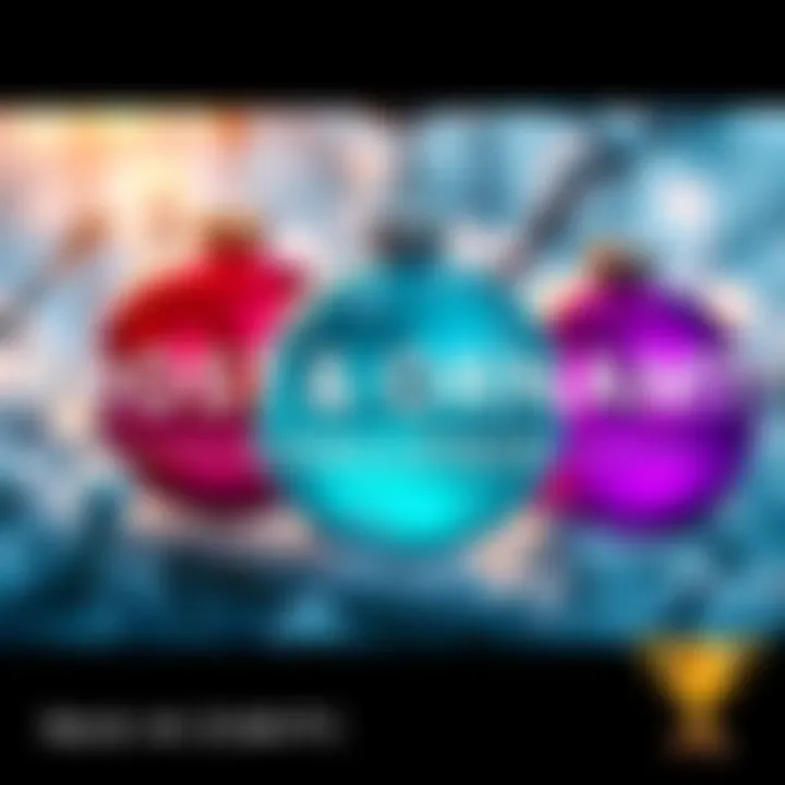 Colorful ornaments representing the Frost Ornament Challenge with a snowy background and a trophy icon