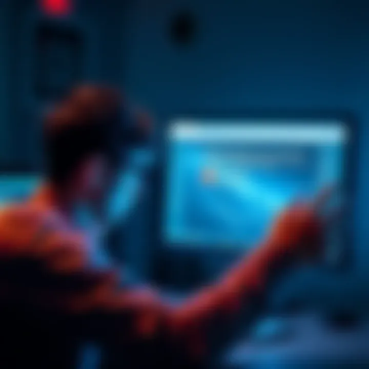 A frustrated person looking at a computer screen with frozen USDT transactions, holding their head in worry. The screen shows an error message about withdrawal issues.