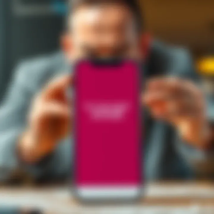 A smartphone displaying a notification about a neobank account being frozen, with confused hands in the background.