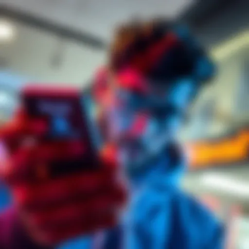 A person looks frustrated while checking their phone, showing a locked account screen with a message about frozen funds.