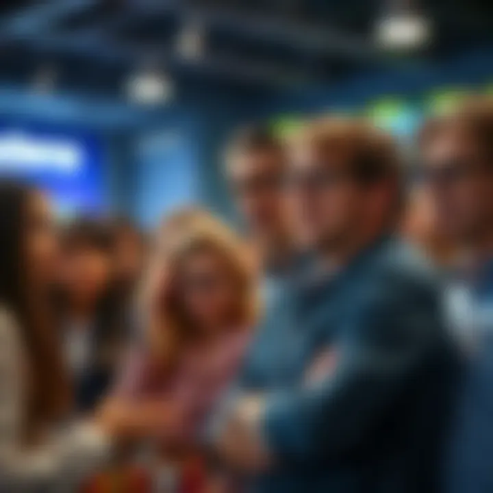 Group of disappointed people expressing frustration over bid token results in a lively discussion
