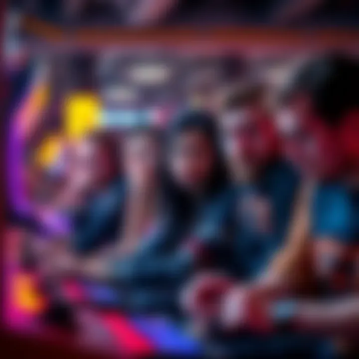 A group of people showing frustration while playing arcade games, expressing dissatisfaction with support services.