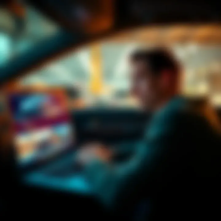 A person looking frustrated while browsing car listings on a laptop, comparing it to a more organized site, with cars displayed on the screen.