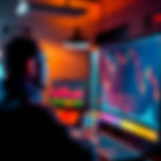 A trader looking stressed while watching a cryptocurrency chart on a computer screen, showing sudden market drops and stop-loss failures.