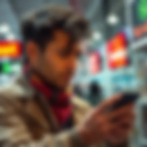 Customer looking frustrated while checking their phone for issues with RevPoints redemption