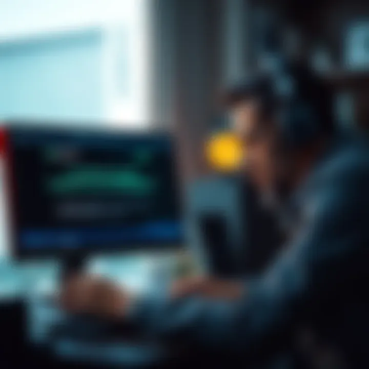 A distressed customer looks at their computer screen, showing a message about lost Bitcoin funds and no response from Kraken support.