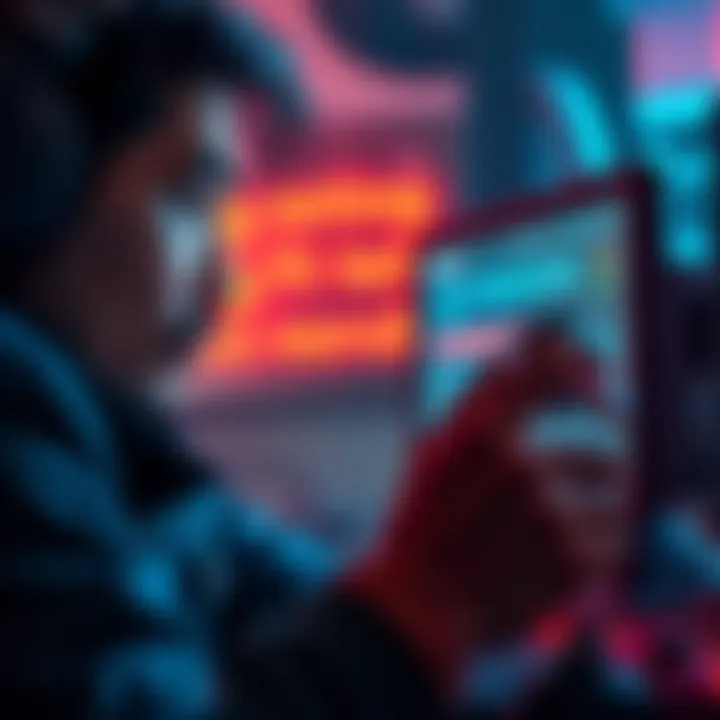 Frustrated Gamer A player looking frustrated while staring at a gaming console with error messages on the screen.