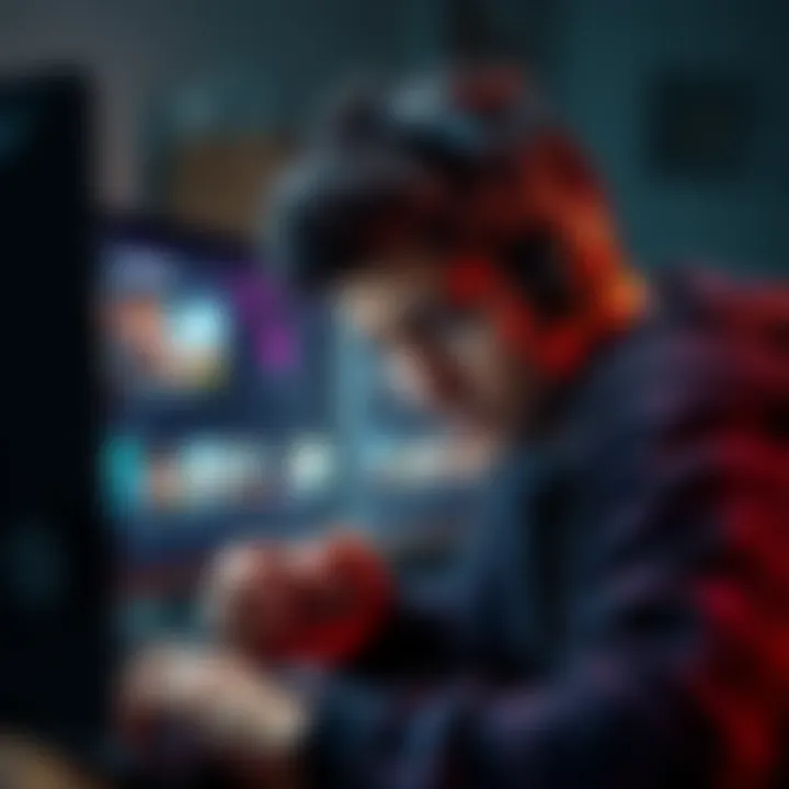 A gamer looks frustrated while trying to access new games on a computer, showing a loading screen with game icons.