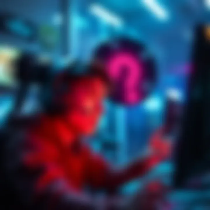 A gamer looking confused and frustrated at their screen while reading challenge tasks in a game, feeling overwhelmed by the impossible challenges set before them.