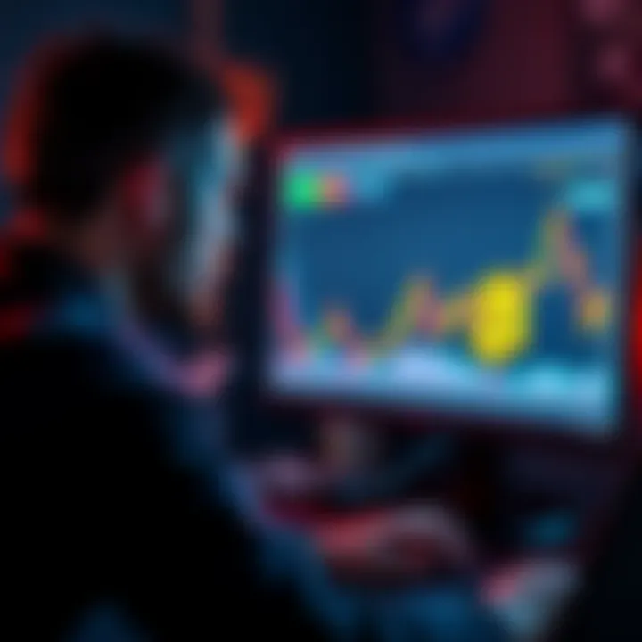 A frustrated Bitcoin investor looking at a computer screen showing a Bitcoin price chart with Kraken's fees displayed