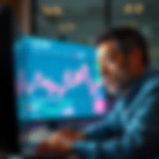 Investor looking stressed while viewing financial losses on a computer screen