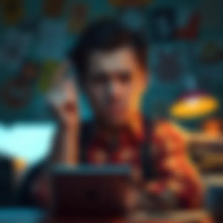 A person looking annoyed while dealing with common everyday frustrations, like a phone that won't connect and a cluttered desk.