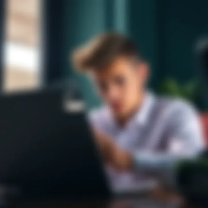 A person looking frustrated while checking their email on a laptop, highlighting issues with claim ticket response delays