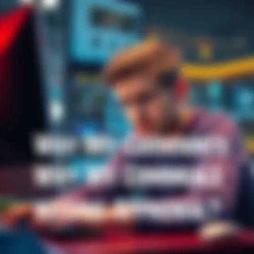 A person with a frustrated expression, sitting at a computer, checking comments that need approval.