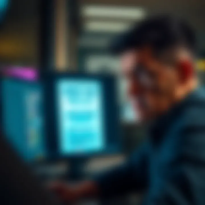 A person showing frustration while looking at a computer screen displaying a survey ban notice